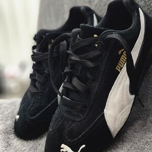 PUMA Black Suede Sneakers with White Formstrip